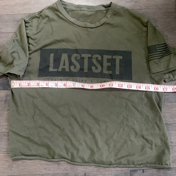 Last Set Co Cropped Army Green Shirt With Black Logo Women’s Small - Picture 2 of 6